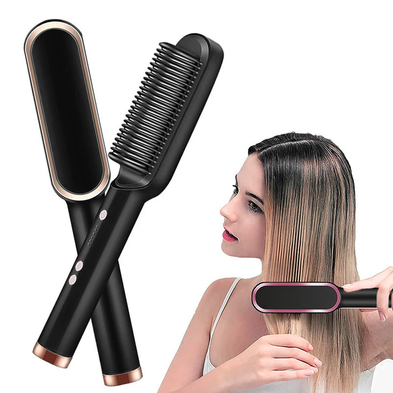 Cepillo Alisador de Pelo Eléctrico Anti-Frizz
