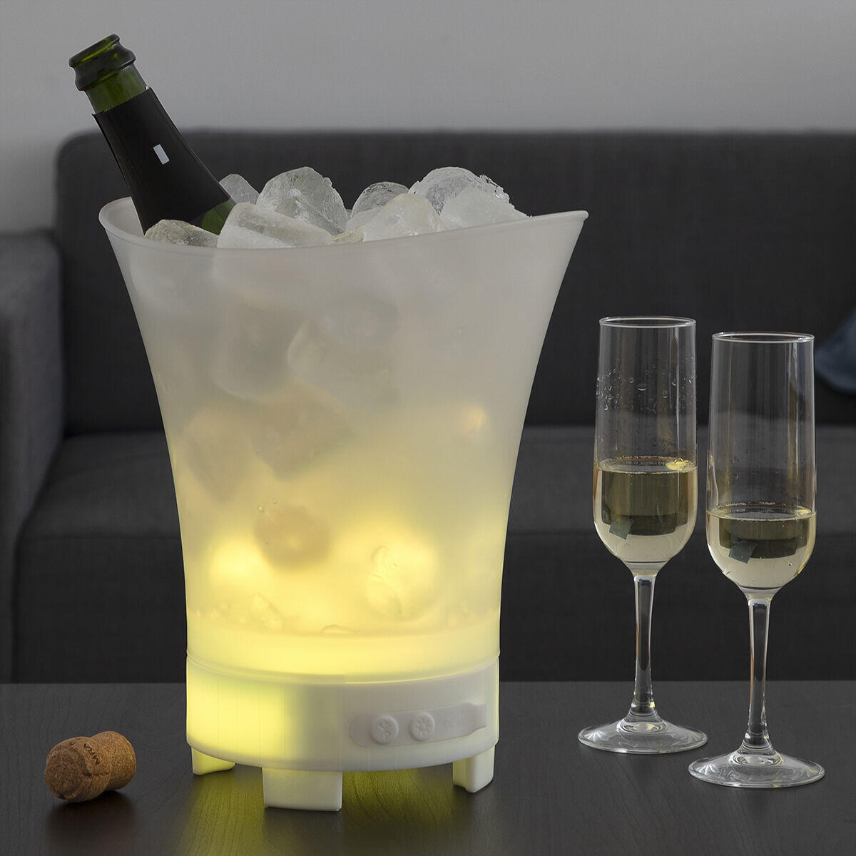 Cubitera LED con Altavoz Recargable