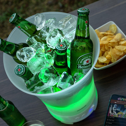 Cubitera LED con Altavoz Recargable